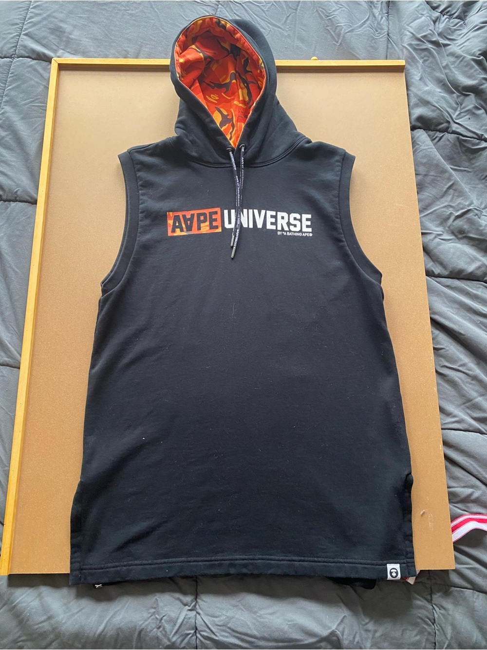 Aape Universe Men's Black Sleeveless Hoodie Tank Top